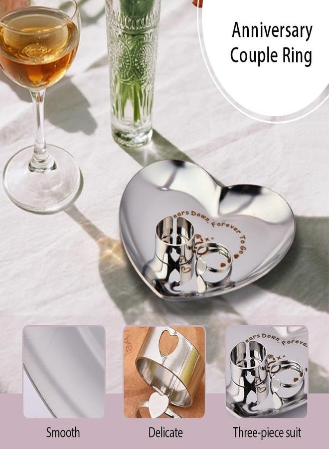 Yreamont Couple Matching Rings And Heart Shaped Jewelry Tray for 15 th Anniversary, 15th Anniversary Wedding Gifts for Husband Wife Hubby Wifey Wedding Ring Holder for 15 Year Wedding Rings for Couple - Image 3