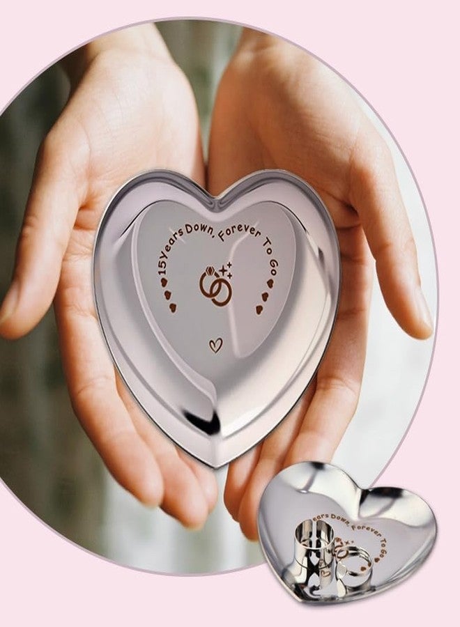 Yreamont Couple Matching Rings And Heart Shaped Jewelry Tray for 15 th Anniversary, 15th Anniversary Wedding Gifts for Husband Wife Hubby Wifey Wedding Ring Holder for 15 Year Wedding Rings for Couple - Image 4