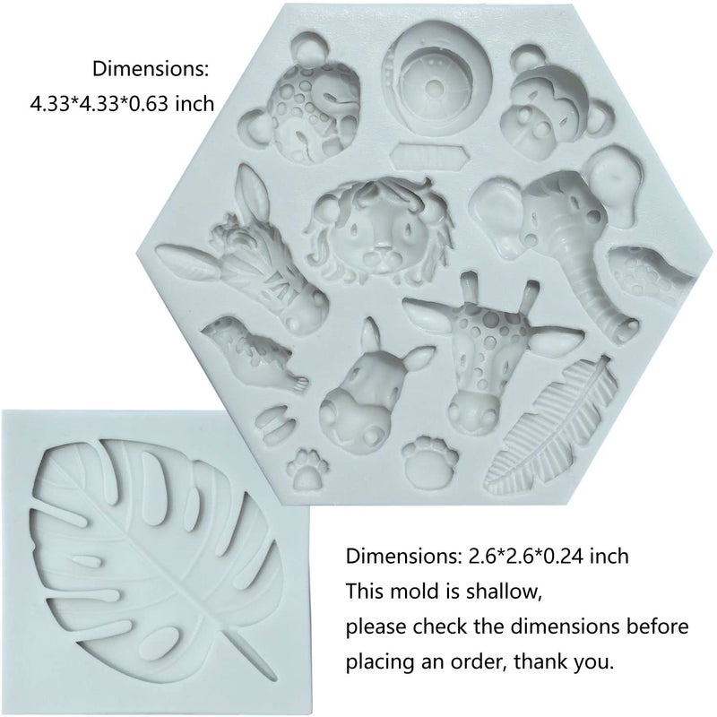 ScivoKaval Jungle Safari Animal Cake Mold and Tropical Leaf Fondant Silicone Mold Cupcake Decoration Palm Leaves and Cake Decoration 2 Pcs Tropical Theme Baking Molds for Birthday Baby Shower Party - Image 4