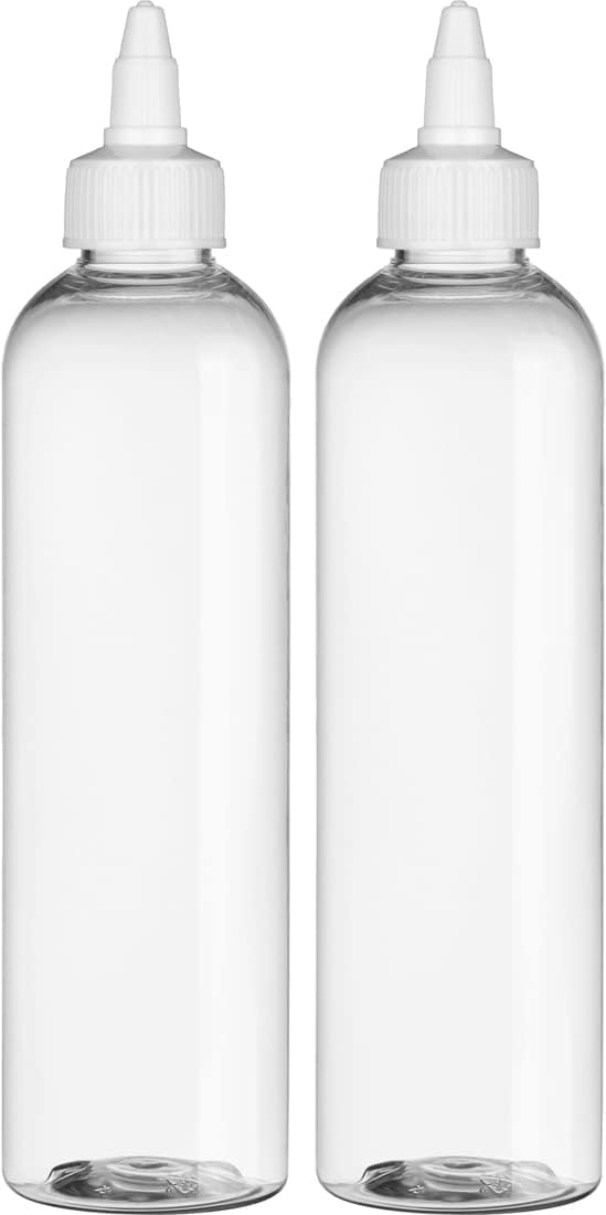 BRIGHTFROM Twist Top Applicator Bottles 8 OZ Crystal Clear Squeeze Empty Plastic Bottles BPAFree PET Refillable OpenClose Nozzle  Multi Purpose Pack of 2 - Image 1