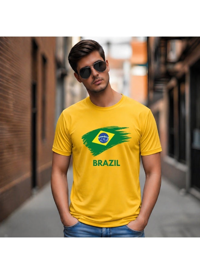 PRINTSHOP4ME Brazil FIFA World Cup Jersey Dry-Fit T-Shirt for Men | Customized Name Print on Back | Round Neck | Short Sleeve - Image 4