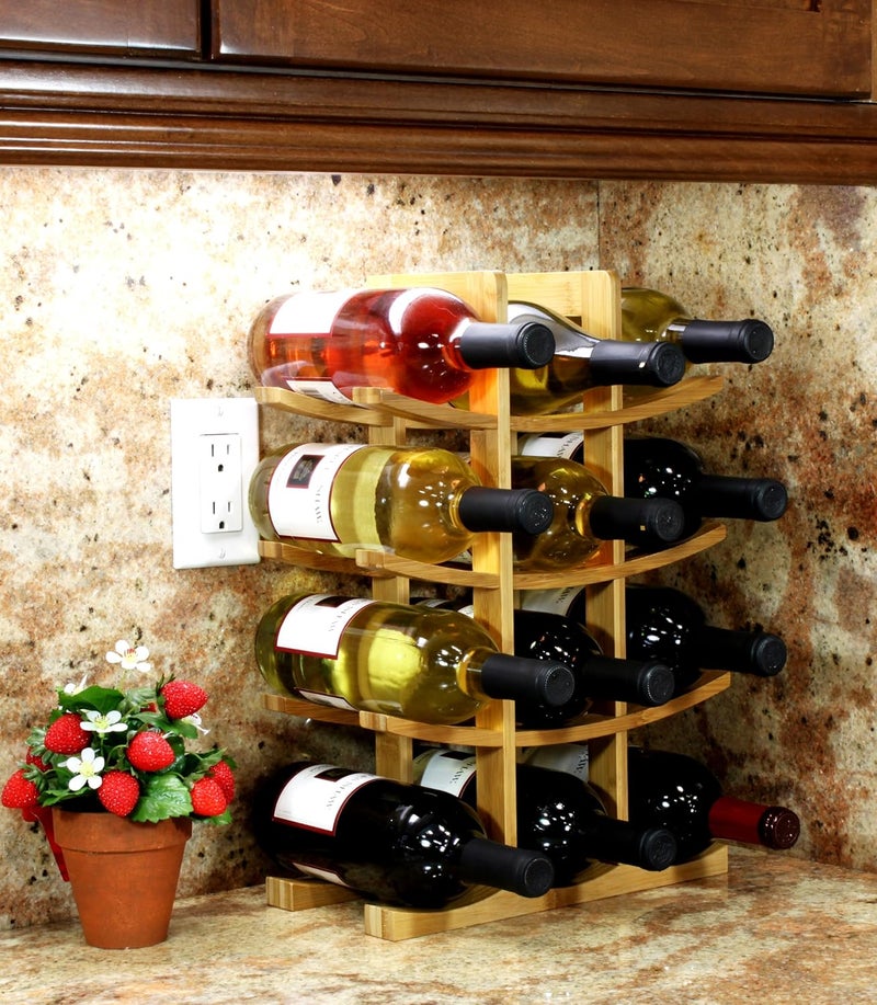 Oceanstar 12-Bottle Natural Bamboo Wine Rack - Stylish and Space-Saving Design - Image 2
