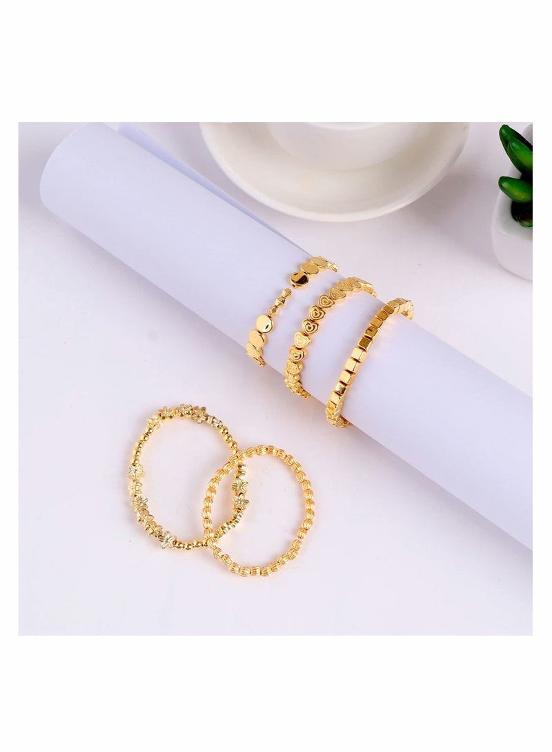 Zikra طقم خرز فاصل مكون من 1700 قطعة خرز دائري نجمي خرز روندي خرز مكعب مربع فاصل عمود 11 نمط حلي خرز لصنع الحرف اليدوية (ذهبي) - Image 3