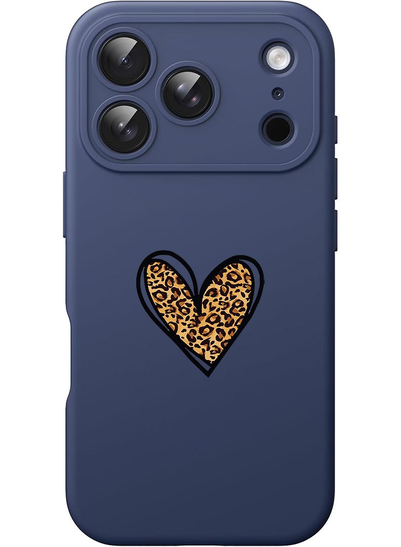 Theodor Protective Slim Fit Case Liquid Silicone Cover with Full Body Protection Anti-Scratch Shockproof Case For Apple iPhone 17 Pro (Blue) leopard Print - Image 1