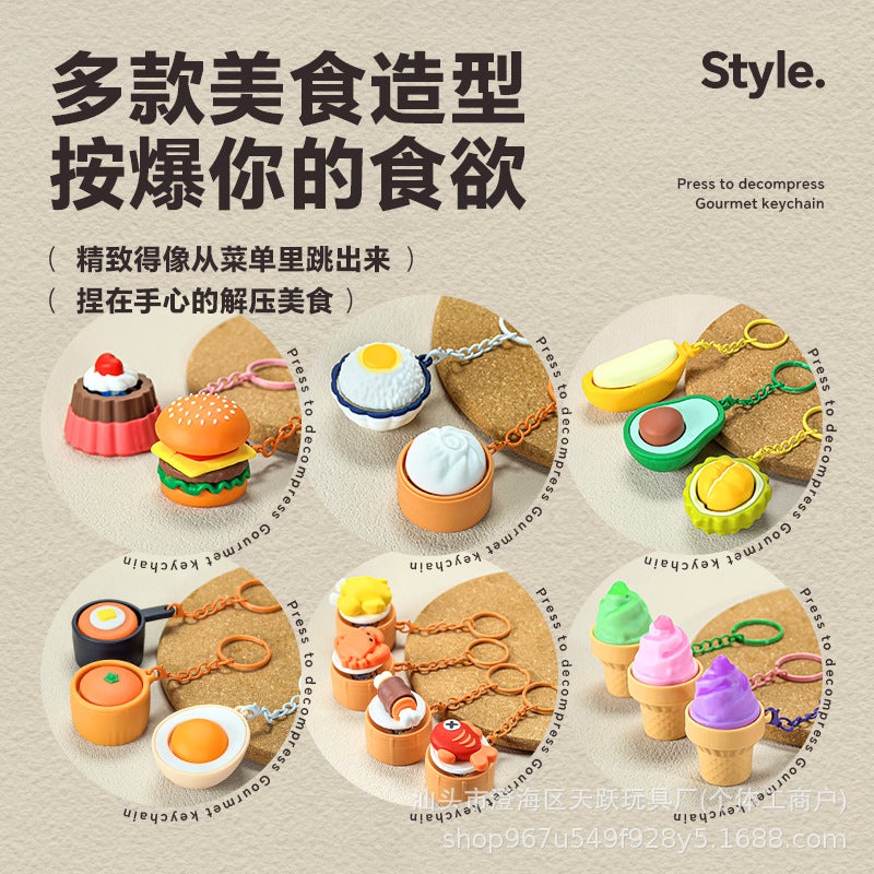 Cute Realistic Food Keychain Stress Relief Toy - Image 3