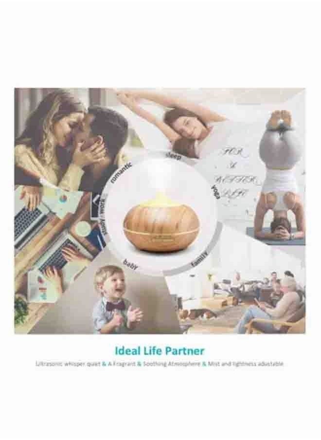Mi VAZA - 500ML Aromatherapy Essential Oil Diffuser Wood Grain Remote Control Ultrasonic Air Humidifier Cool with 7 Color LED Light - Image 1