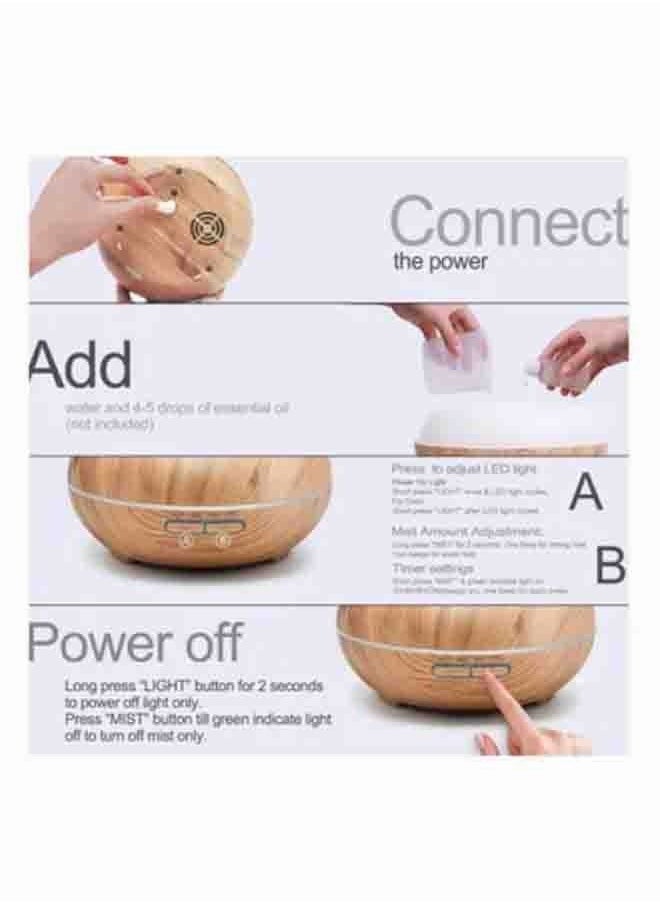 Mi VAZA - 500ML Aromatherapy Essential Oil Diffuser Wood Grain Remote Control Ultrasonic Air Humidifier Cool with 7 Color LED Light - Image 1