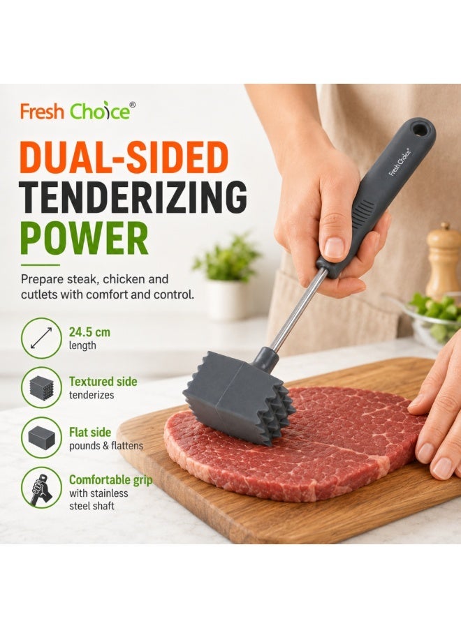 فريش تشويس مجموعة أدوات الشواء 4 قطع من Fresh Choice، ملاقط من الفولاذ المقاوم للصدأ، مطرقة لتطرية اللحوم، مقص دواجن وموزع زيت 3 في 1، أدوات للشواء والطهي والتقديم - Image 5