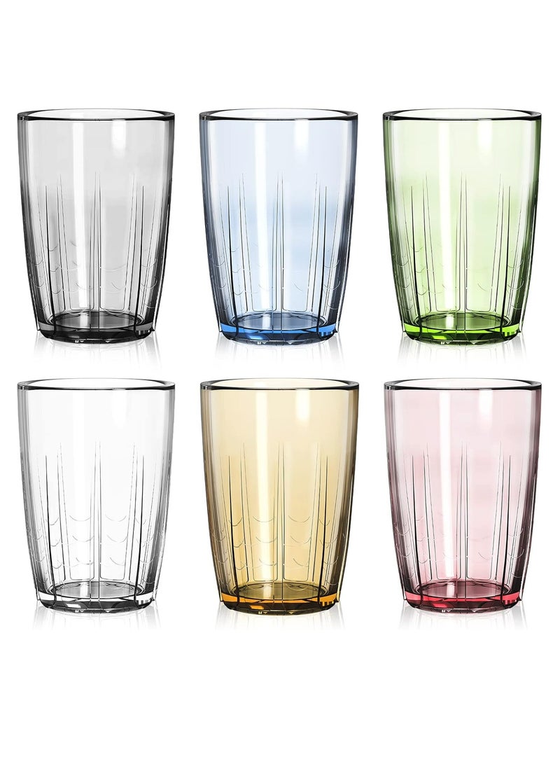 إسكدنيا Set of 6 Unbreakable Acrylic Drinking Cups - 14 oz Reusable Tumblers for Water, Dishwasher Safe - Image 1