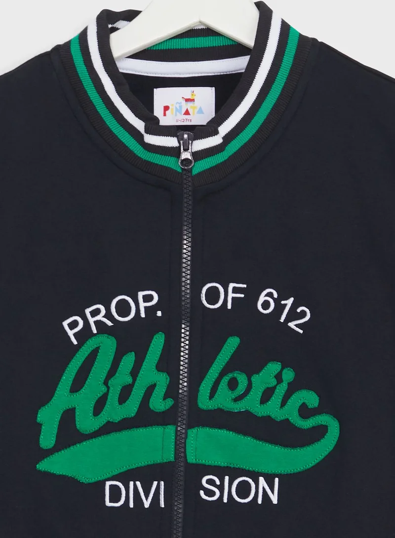 Pinata Boys Text Printed Baseball Jacket