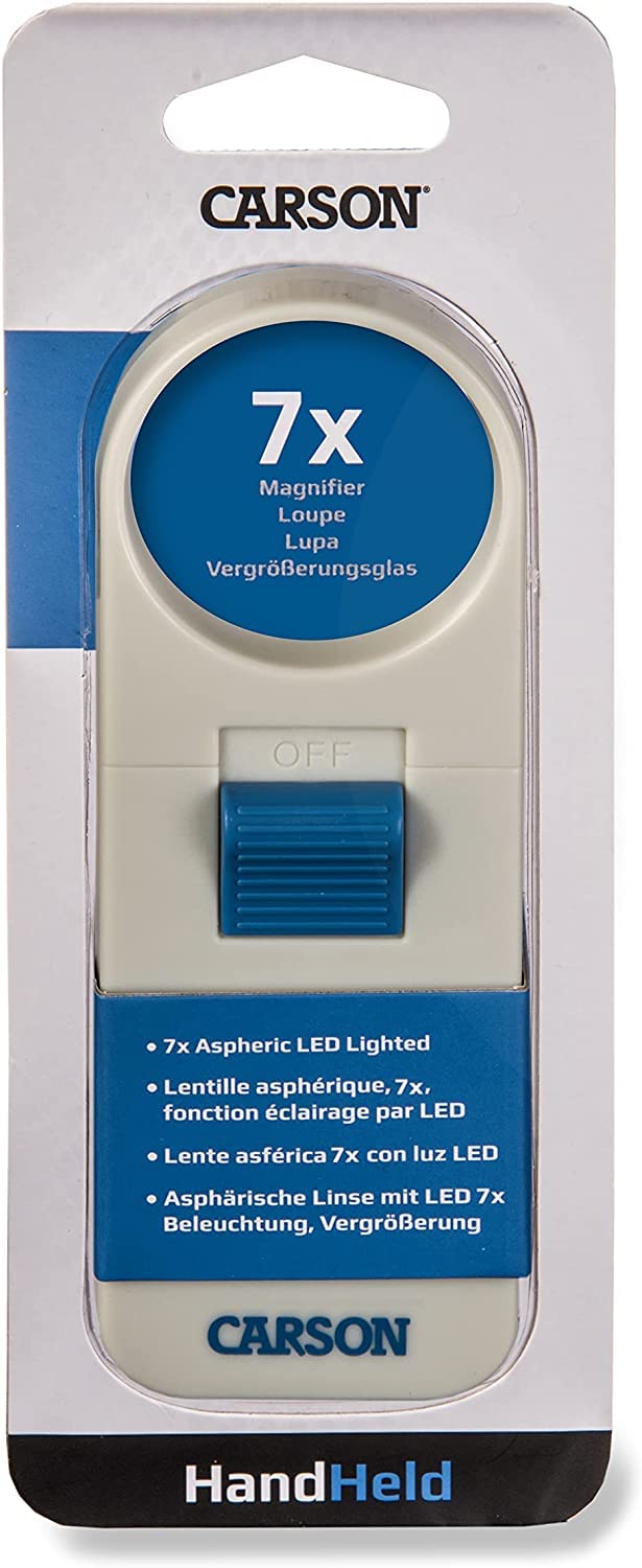 Carson Illuminated Hand Held 7x LED Lighted Aspheric Magnifier with 1.5'' Lens Diameter (SV-70),White (Pack of 1) - Image 3