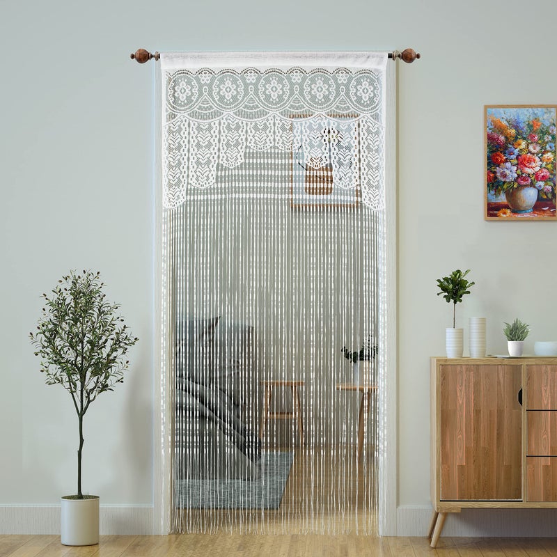2 Pcs Macrame Lace Door String Curtain for DoorwaysRoom Divider Doorway Hippie Window Panel Room Divider Wall Closet Curtains for Bedroom Closet Door Drapes Decorations 3579in90200cmWhite