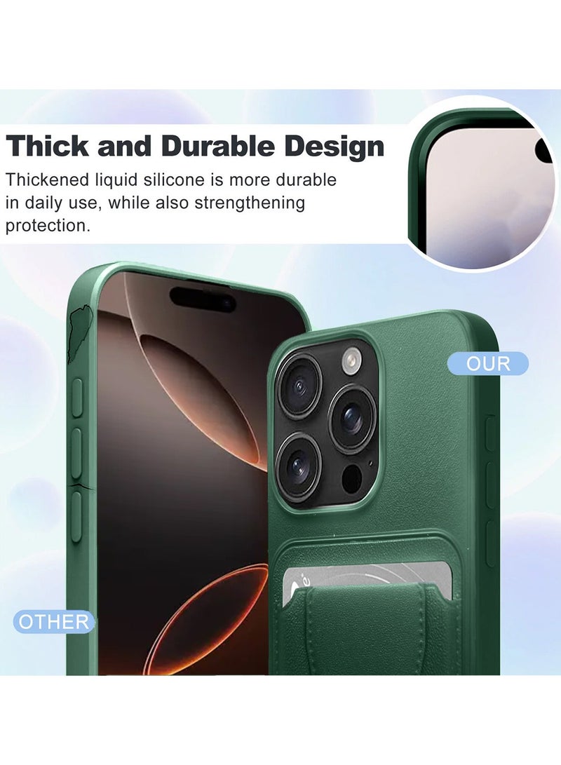 Wtech Apple iPhone 16 Pro Max 2024 Silicone TPU Card Holder with Hand Grip Case Cover - Dark Green - Image 2