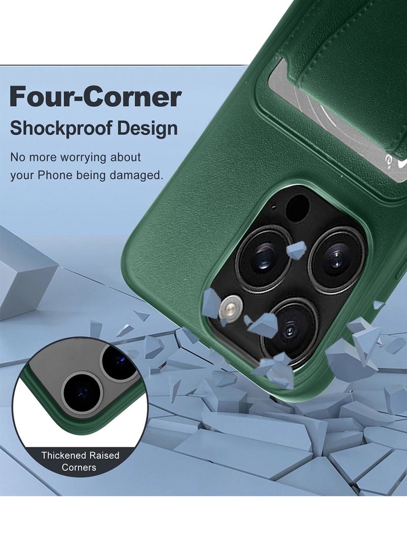 Wtech Apple iPhone 16 Pro Max 2024 Silicone TPU Card Holder with Hand Grip Case Cover - Dark Green - Image 3