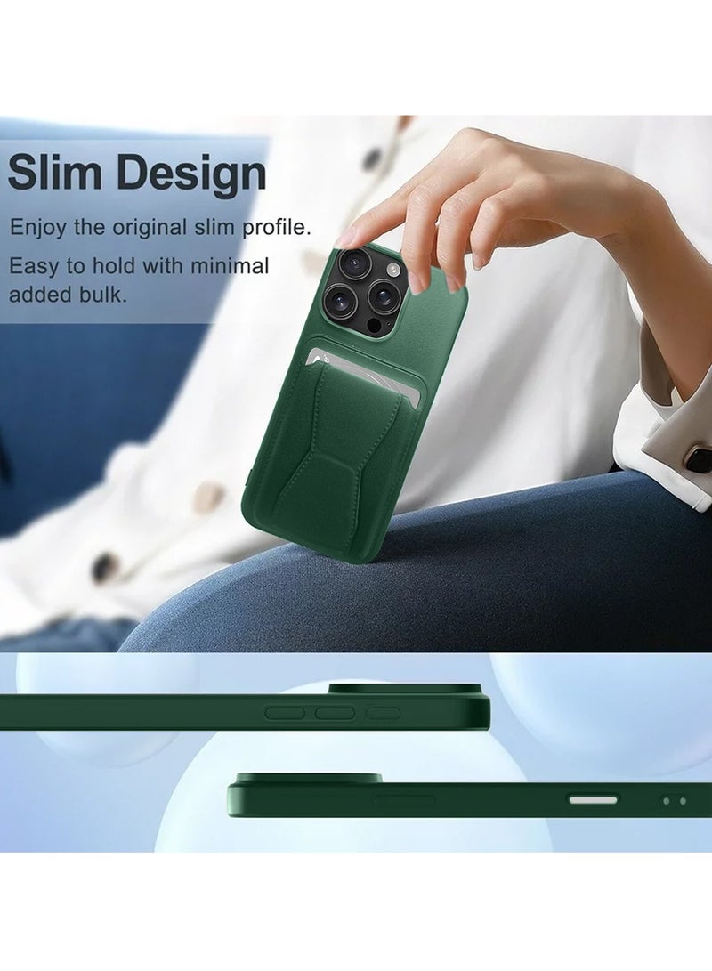 Wtech Apple iPhone 16 Pro Max 2024 Silicone TPU Card Holder with Hand Grip Case Cover - Dark Green - Image 4