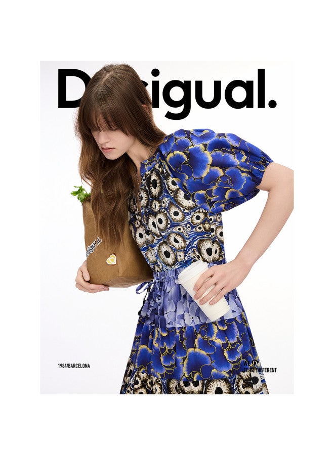DESIGUAL spring-summer 2025 New Lyocell Print Drawstring Dress - Image 3