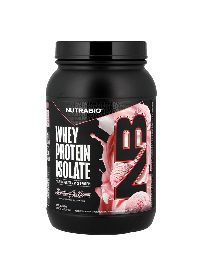 NutraBio Whey Protein Isolate, Strawberry Ice Cream, 2 lb (907 g)