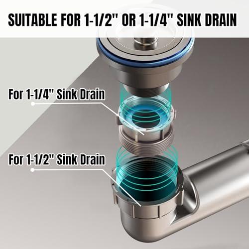 COLDDD Expandable Flexible 1 1/2" or 1 1/4" Pipe Kit for Double Kitchen Sink with Anti-Odor Sealing, All-In-One Drain Kit for Double Bowl Sinks, Space Saving, Suitable for Kitchen, Bathroom, and Restroom - Image 5