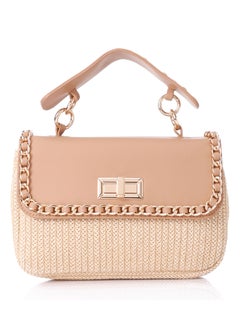 Studded & Chain Outlined Closure Flap Handbag