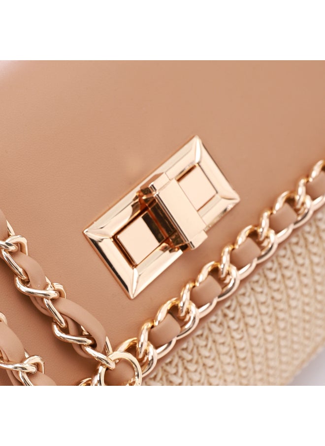 DejaVu - Studded & Chain Outlined Closure Flap Handbag - Image 1
