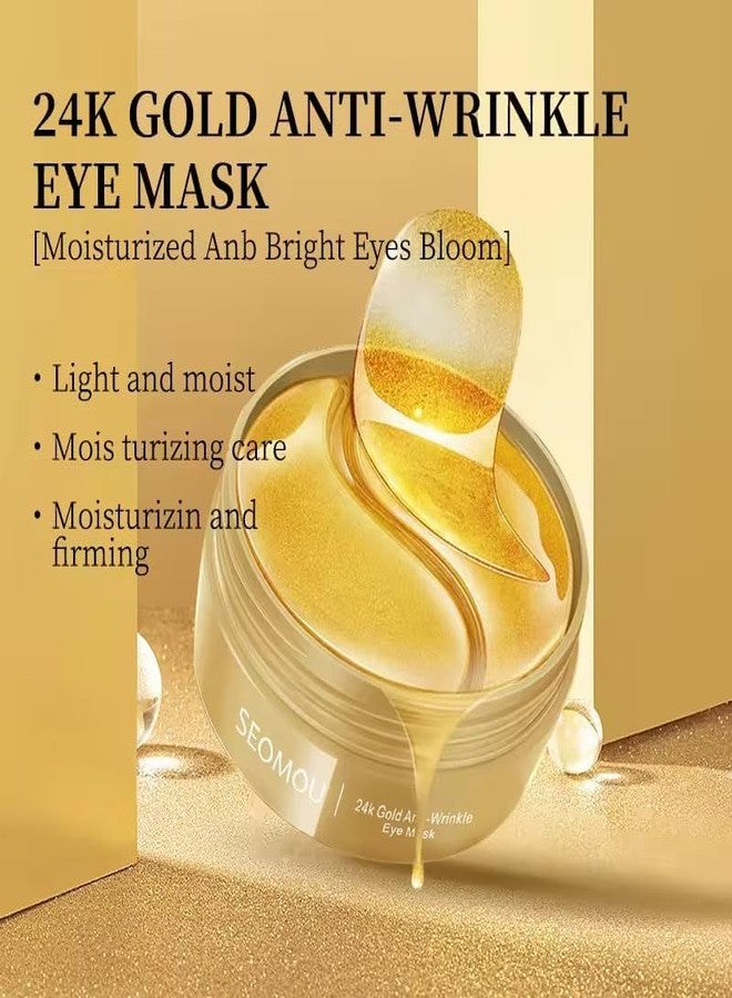 BHAVYAM 24k Gold Under Eye Patches - 60 Pcs Eye Mask Pure Gold Anti-Aging Collagen Hyaluronic Acid Under Eye Mask for Removing Dark Circles, Puffiness & Wrinkles Refresh Your Skin (Golden Colour) - Image 4