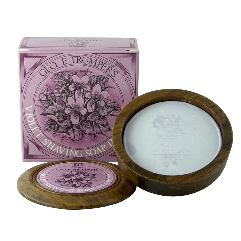 Geo F Trumper Violet Hard Shaving Soap in Wooden Bowl