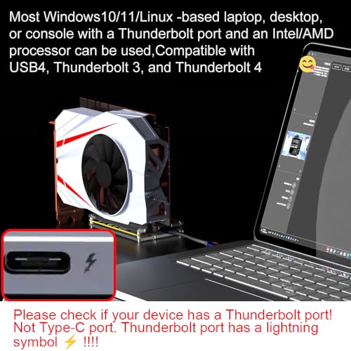 OwlTree مُرَكِّب eGPU DOCK PCIE 3.0 x16 بسرعة 22Gbps، كابل Thunderbolt 4، متوافق مع بطاقة الرسومات الخارجية NVIDIA AMD لأجهزة الكمبيوتر المحمولة التي تعمل بنظام Windows، وحدة التحكم التي تتميز بمنفذ Thunderbolt 3/4 USB 4، مدعومة بواسطة PD/8PinCPU/Molex/DC5521 - Image 2