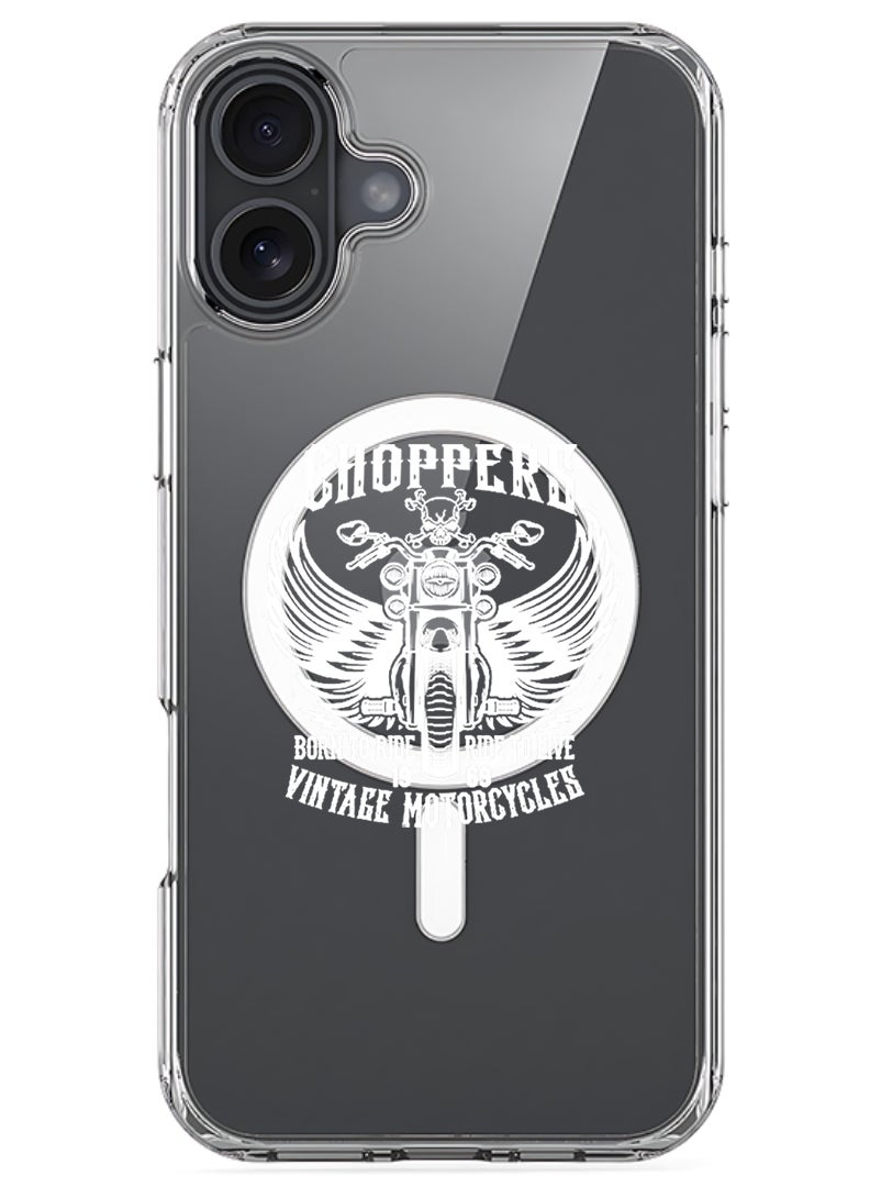 Theodor Magnetic Case for Apple iPhone 17 Compatible with MagSafe Wireless Charging, Shockproof Phone Bumper Cover - Choppers - White - Image 1