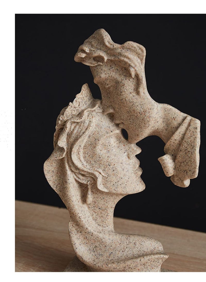 Excefore Couple Figurines Carved Crafts Ornament Lover Resin Sculpture Modern Art Desktop Figure Decor Table Ornament for Home Office Bookshelf Decor  - Image 3