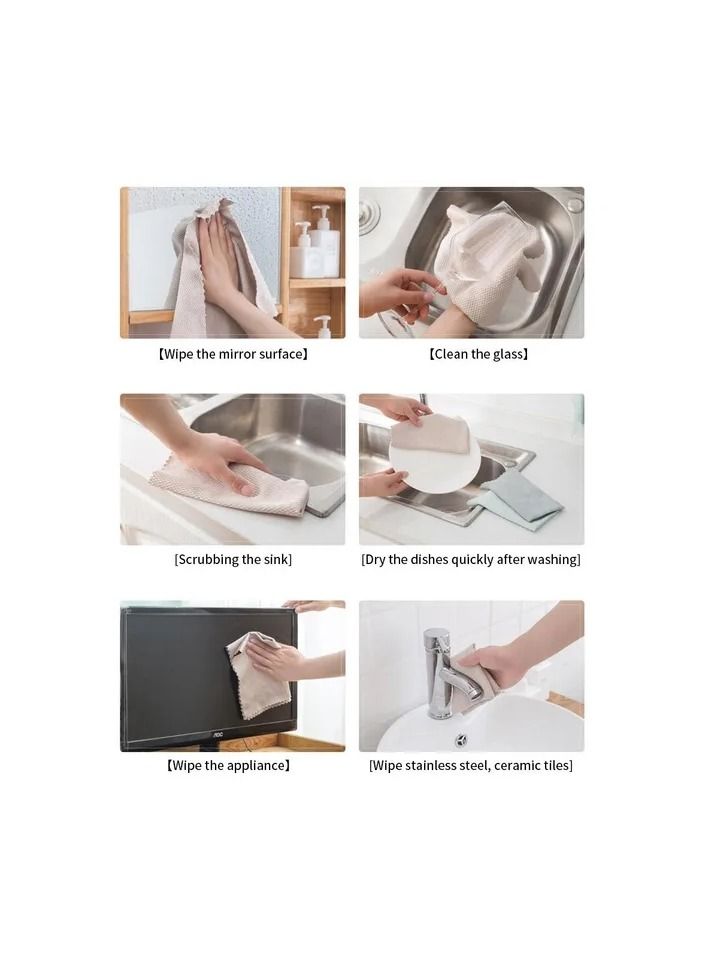 3-Pieces Fish Scale Rag for Glass Cleaning,No Trace Housework Cleaning Cloth, Kitchen Degreasing No Mark Absorbent Lint-Free Towel  - Image 2