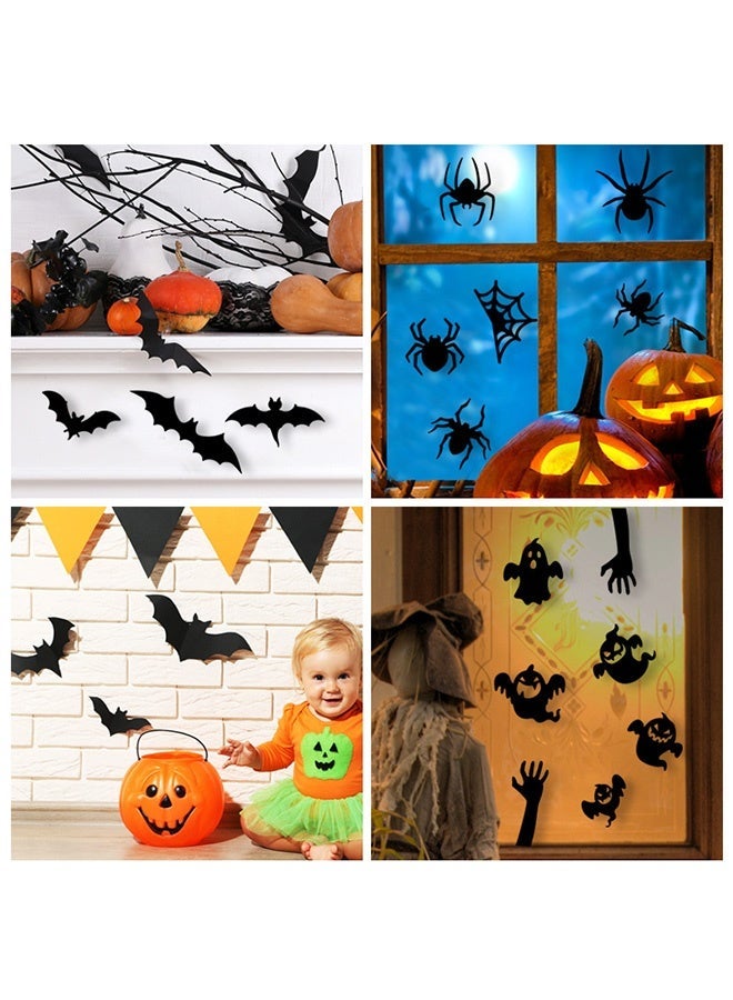 41PCS Halloween 3D Bats Ghost Spider Wall Decor, 4 Different Sizes Realistic PVC Black Scary Sticker with Double-Sided Foam Tape for Home Decor DIY Wall Decal Bathroom Indoor - Image 1