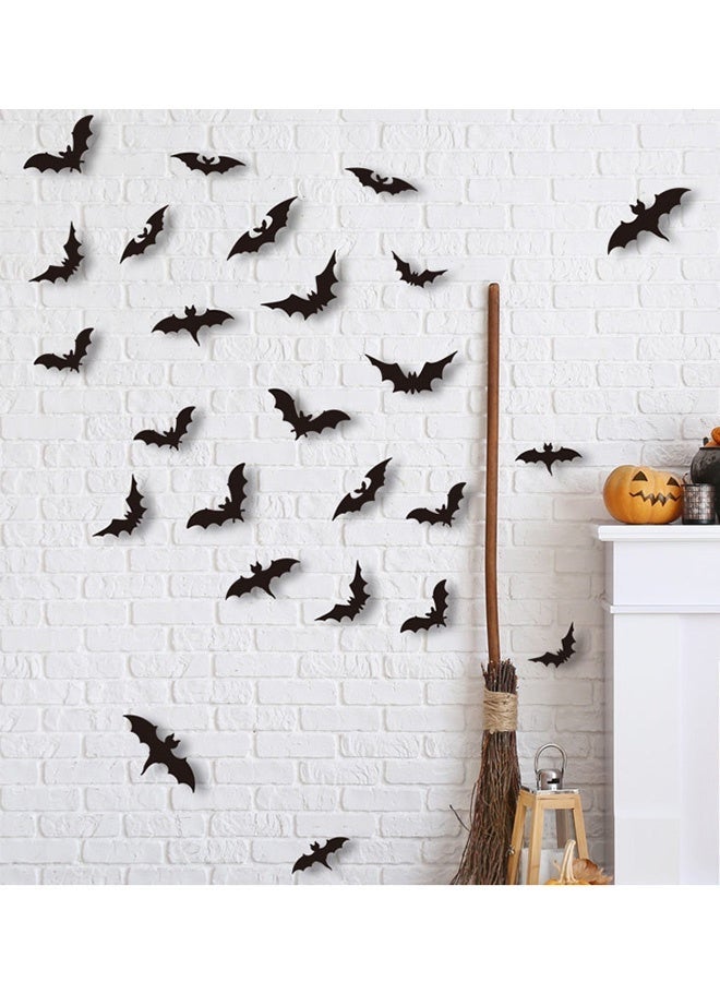 41PCS Halloween 3D Bats Ghost Spider Wall Decor, 4 Different Sizes Realistic PVC Black Scary Sticker with Double-Sided Foam Tape for Home Decor DIY Wall Decal Bathroom Indoor - Image 3