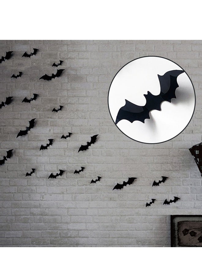41PCS Halloween 3D Bats Ghost Spider Wall Decor, 4 Different Sizes Realistic PVC Black Scary Sticker with Double-Sided Foam Tape for Home Decor DIY Wall Decal Bathroom Indoor - Image 4