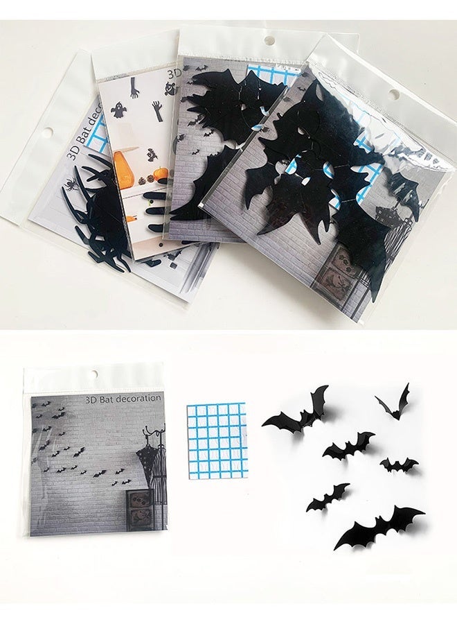 41PCS Halloween 3D Bats Ghost Spider Wall Decor, 4 Different Sizes Realistic PVC Black Scary Sticker with Double-Sided Foam Tape for Home Decor DIY Wall Decal Bathroom Indoor - Image 2