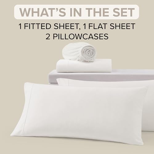 UGG King Sheet Set 4-Piece Luxury Cooling Sheets Deep Pockets Premium Bedding with 2 Pillow Shams Hypoallergenic Machine Washable Soft Lightweight Bed Set for Bedroom, King, White (Hedi) - Image 3
