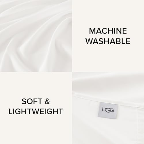 UGG King Sheet Set 4-Piece Luxury Cooling Sheets Deep Pockets Premium Bedding with 2 Pillow Shams Hypoallergenic Machine Washable Soft Lightweight Bed Set for Bedroom, King, White (Hedi) - Image 4