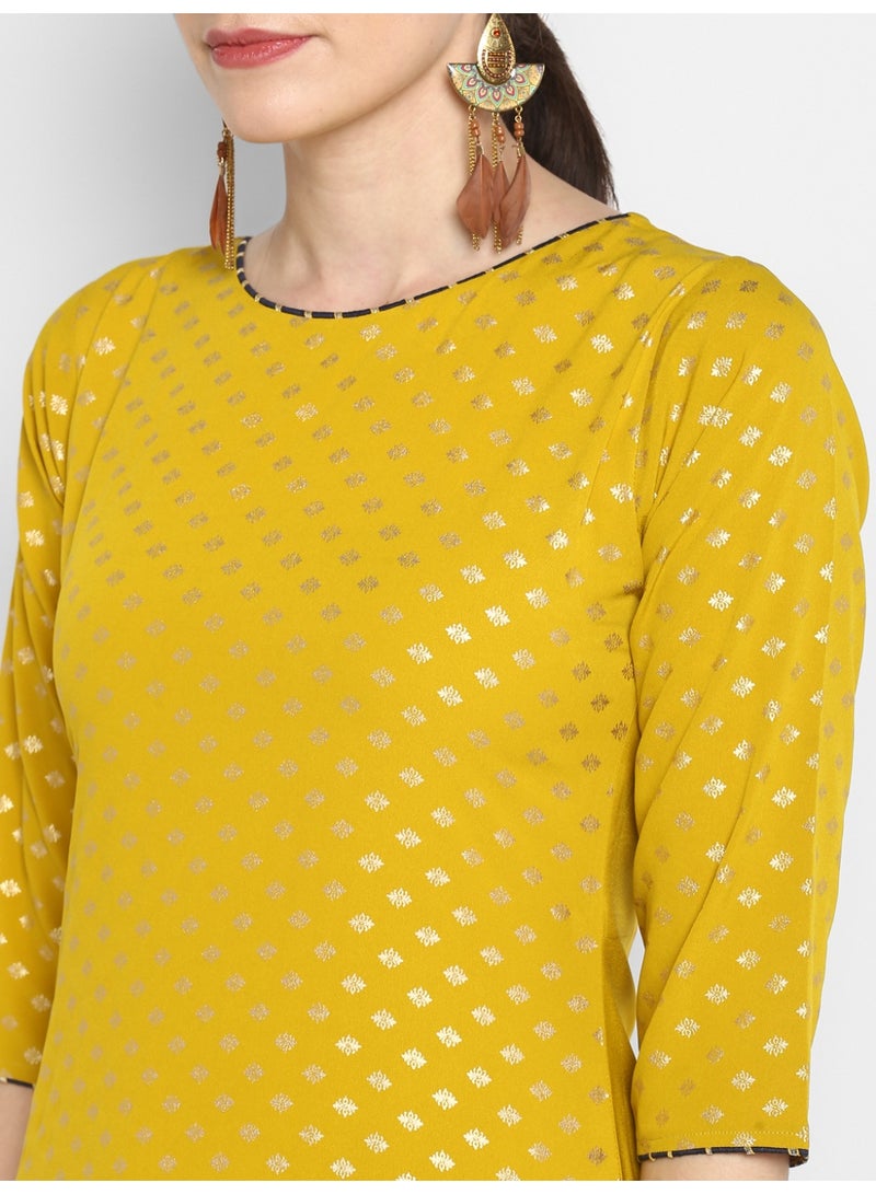 Miss Noor Indian Women Ethnic Wade Gold Print Kurta With Pant And Dupatta  - Image 4