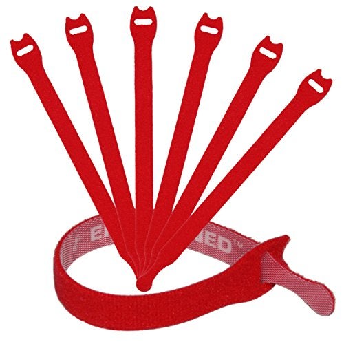 ENVISIONED Reusable Cable Ties 1/2" x 8" for Cable Management and Organizing Cords - 30 Pack Bundled with 2 Bonus Cinch Straps (Red) - Image 1