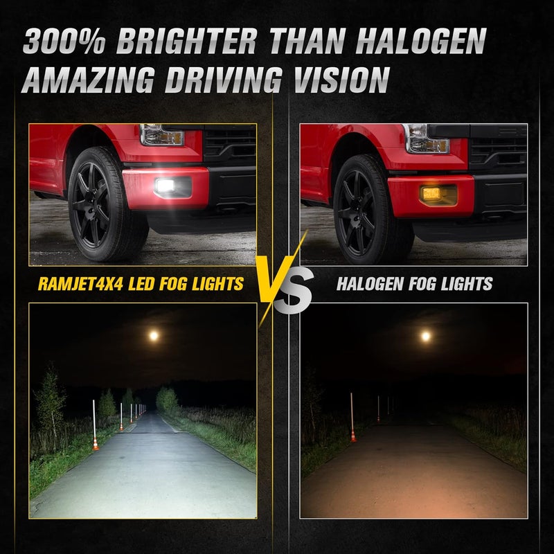 RAMJET4X4 LED Fog Lights for 2015-2020 Ford F150 & 2017-2018 Super Duty - 4 Inch Fog Driving Light Assembly Kit - Image 2