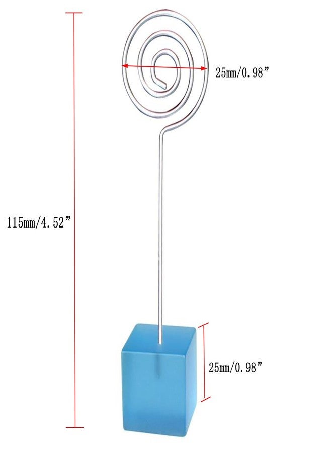 Xiaoyztan Light Blue Resin Cube Base Circle Shape Clip Card Note Table Stand Holder for Displaying Memo Clip Holder Stand Pack of 5 - Image 2