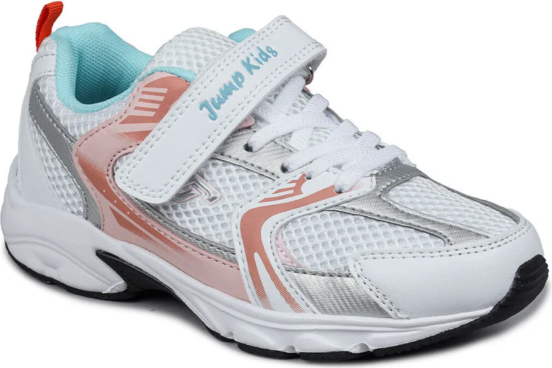 جامب 29203 Velcro White - Orange Girl's Sneaker Casual Sports Shoes