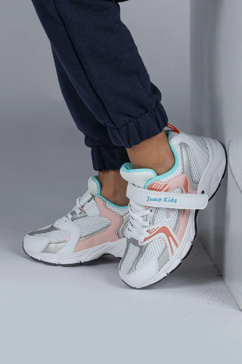 جامب 29203 Velcro White - Orange Girl's Sneaker Casual Sports Shoes