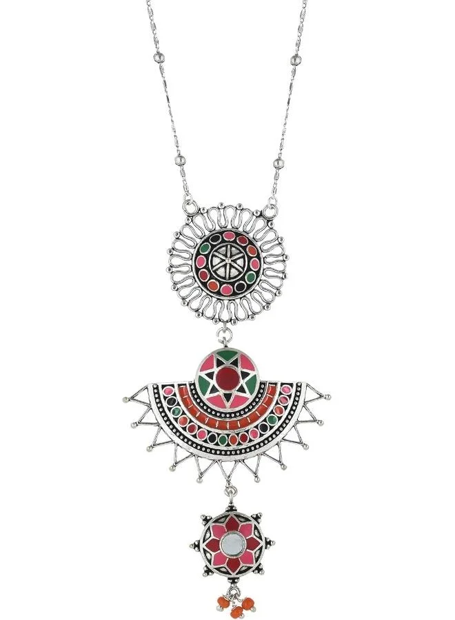 فويلا قلادة فويا الفولكلورية المطلية بالمينا الوردية المتدلية