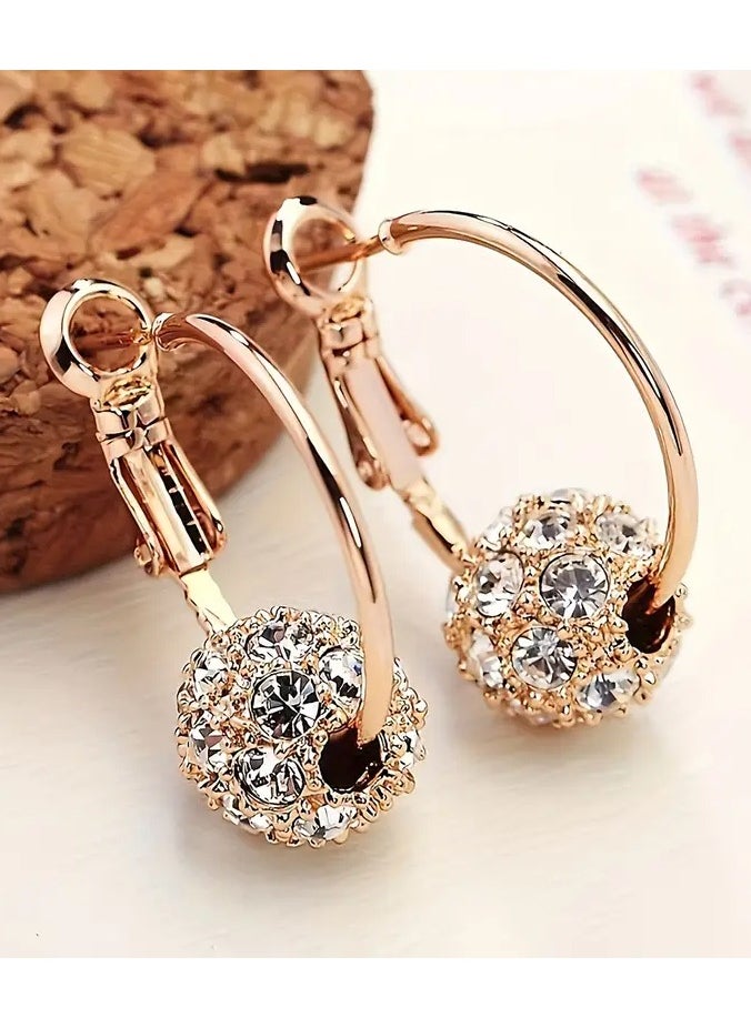 Rozino Chic Crystal Ball Stud Earrings Vintage Style Zinc Alloy with Rhinestone Accents Perfect for Casual Attire Gifting  - Image 1