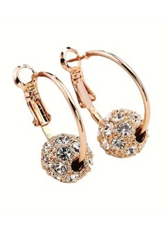 Rozino Chic Crystal Ball Stud Earrings Vintage Style Zinc Alloy with Rhinestone Accents Perfect for Casual Attire Gifting  - Image 3