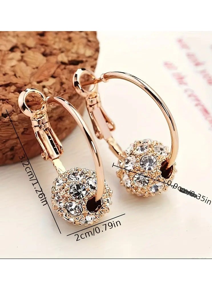 Rozino Chic Crystal Ball Stud Earrings Vintage Style Zinc Alloy with Rhinestone Accents Perfect for Casual Attire Gifting  - Image 5