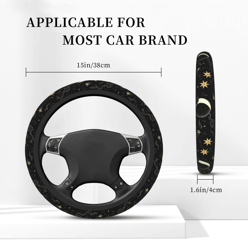 KARREAL Stars Clouds Moon Steering Wheel Cover, Non-slip Breathable Neoprene Steering Wheel Covers, Women Car Accessories Universal 15 Inch Fit Auto, Suvs, Truck - Image 4