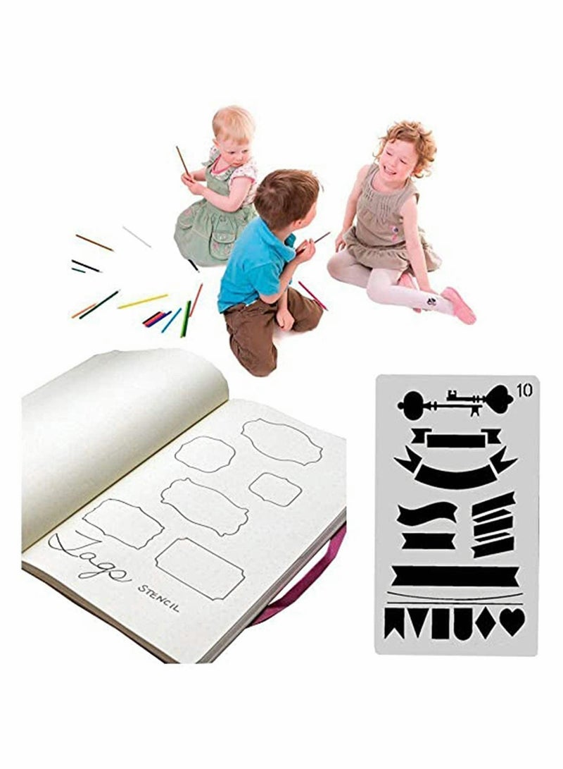 Excefore Journal Stencil Plastic Planner Set for Journal Notebook Diary Scrapbook DIY Drawing - Image 4