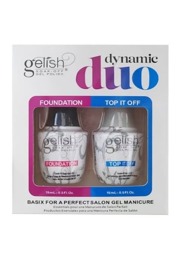 Gelish No Wipe Top Base Coat Set Long Lasting Soak Off Gel UV LED Drying High Shine Finish Nail Polish Kit - Image 1