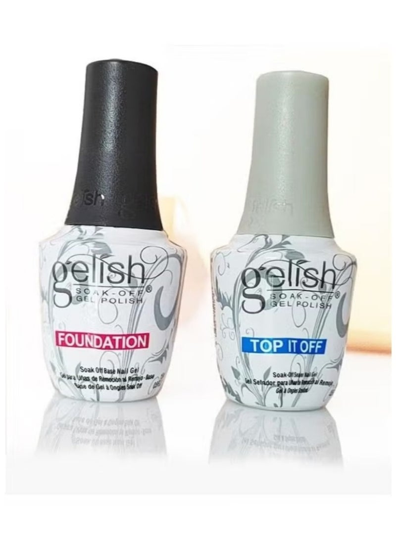 Gelish No Wipe Top Base Coat Set Long Lasting Soak Off Gel UV LED Drying High Shine Finish Nail Polish Kit - Image 2